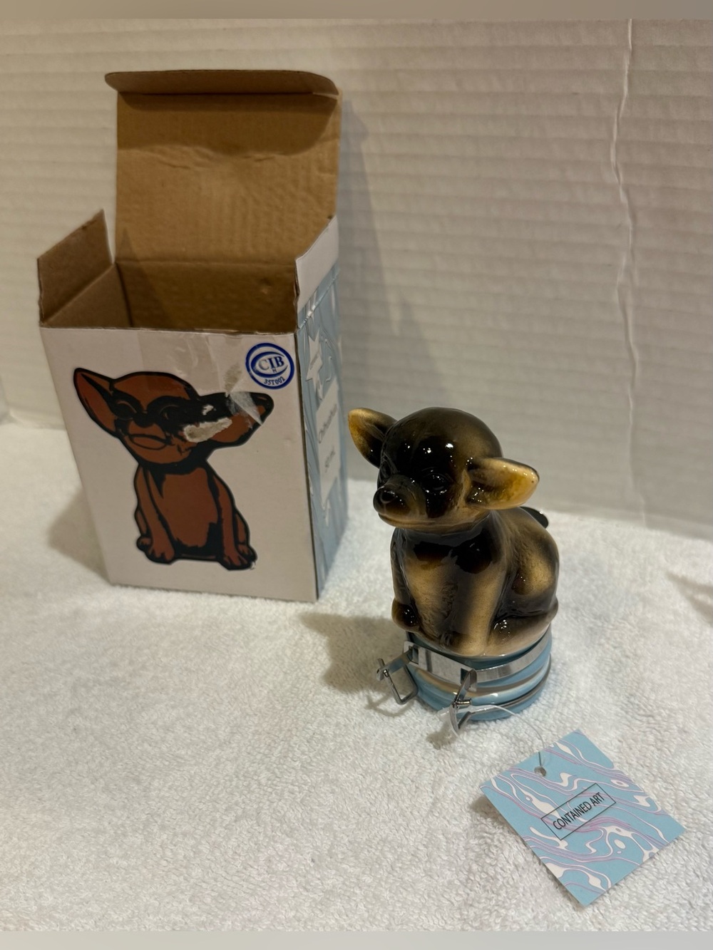 NEW Contained Art Chihuahua Dog Air Tight Stash Storage Spice Jar Container 50ml
